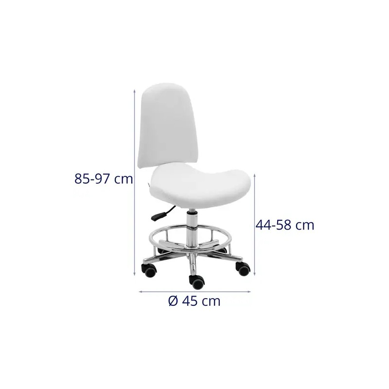 Physa RUE WHITE -rollituoli selkänojalla, korkeus 44-58 cm, valkoinen