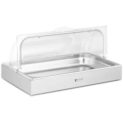 Royal Catering Buffetvitrine GN 1 1 ruostumattomasta teräksestä rullakannella