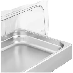 Royal Catering Buffetvitrine GN 1/1 ruostumattomasta teräksestä rullakannella