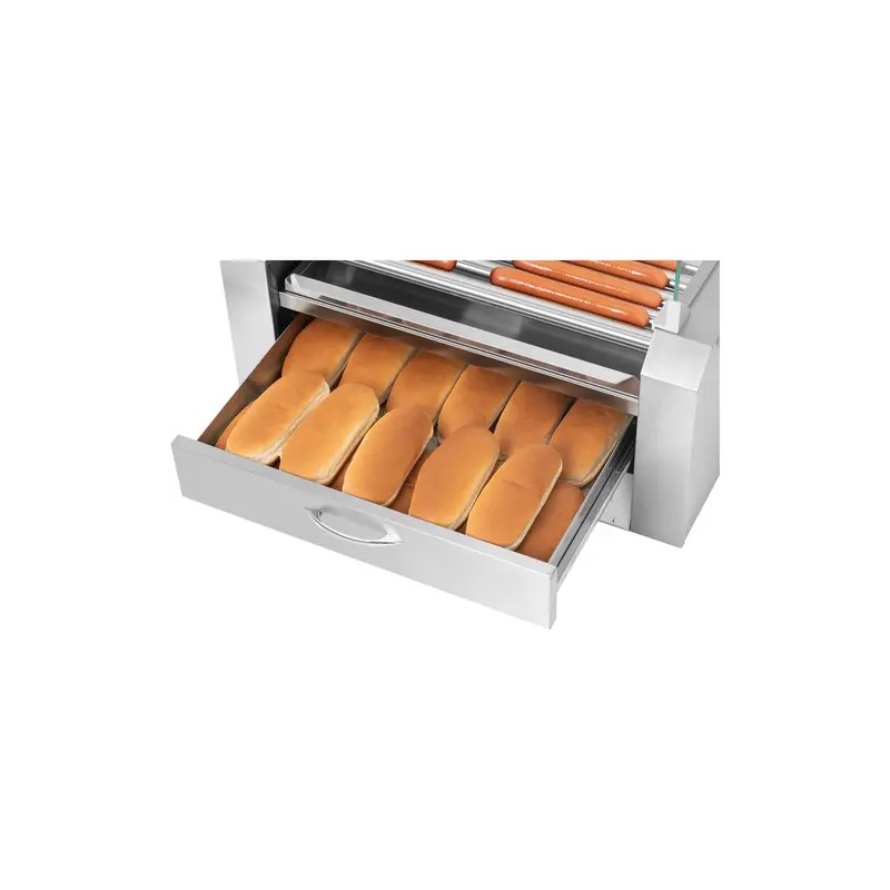 Hot Dog -grilli RCHG-9WO, 9 rullaa, lämpölipasto, ruostumaton teräs