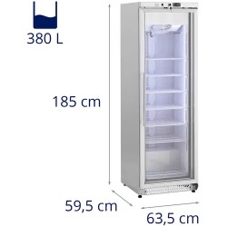 Royal Catering RCLK-F380G pakastinkaappi 380 l lasiovella, hopea