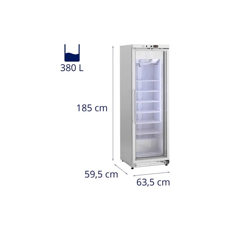 Royal Catering RCLK-F380G pakastinkaappi 380 l lasiovella, hopea