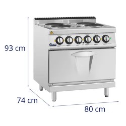 Royal Catering Pro 730 sähköliesi uunilla, 13,9 kW, 4 levyä, 80 x 73 cm