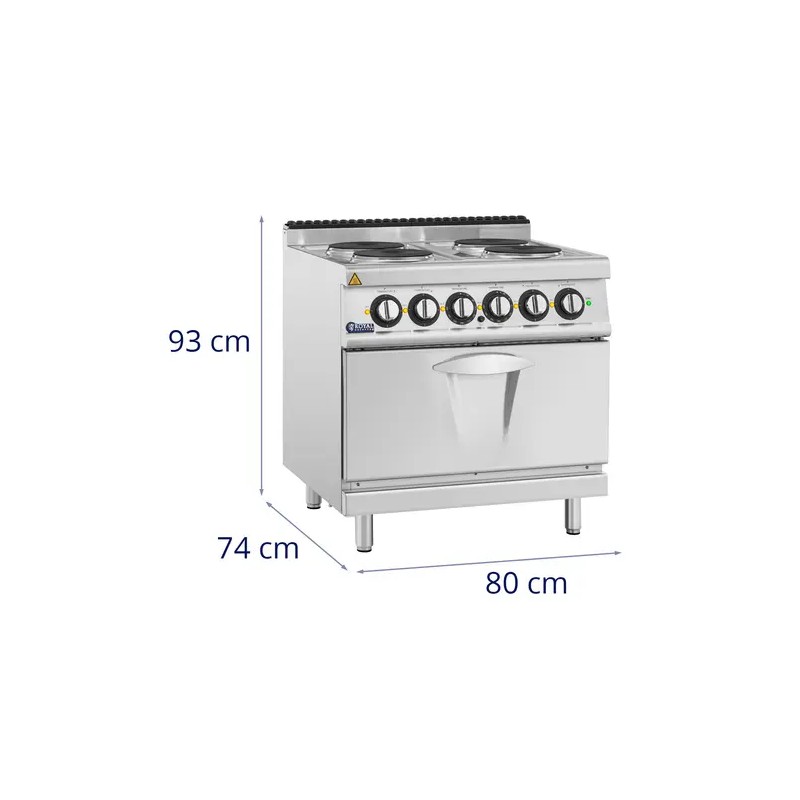 Royal Catering Pro 730 sähköliesi uunilla, 13,9 kW, 4 levyä, 80 x 73 cm