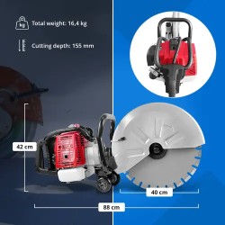 Bensiinikäyttöinen betonisaha 3000 W 155 mm leikkaussyvyys