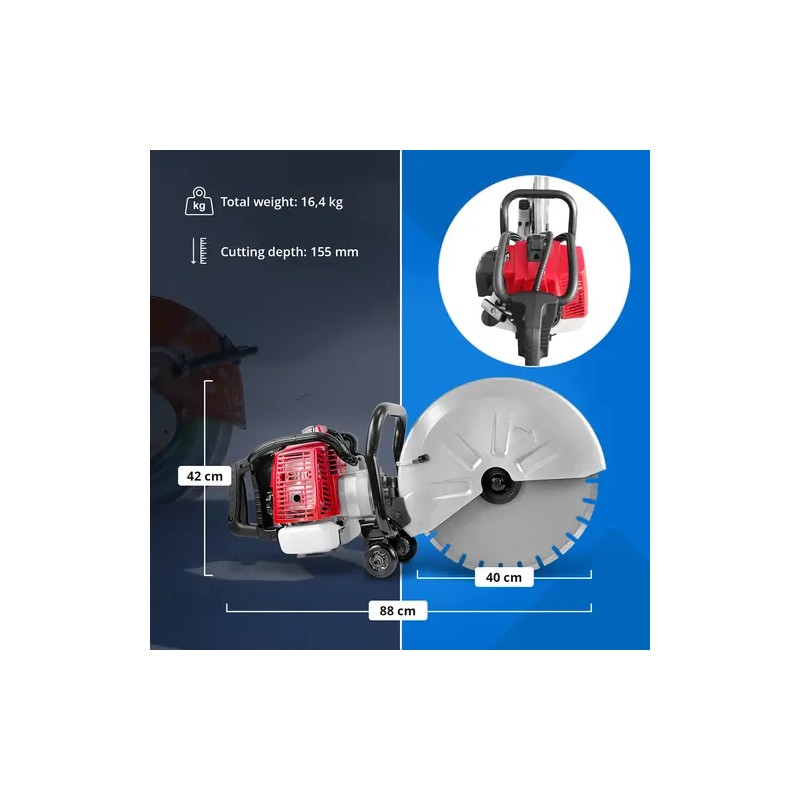 Bensiinikäyttöinen betonisaha 3000 W 155 mm leikkaussyvyys