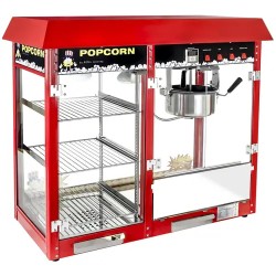 Popcorn-kone 1820 W, 5 kg/h, lämmitettävä esittelytila, punainen