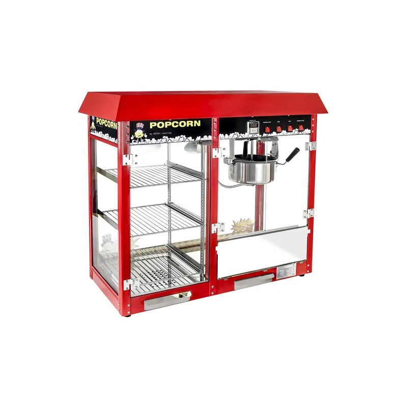 Popcorn-kone 1820 W, 5 kg/h, lämmitettävä esittelytila, punainen