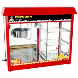 Popcorn-kone 1820 W, 5 kg/h, lämmitettävä esittelytila, punainen