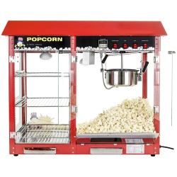 Popcorn-kone 1820 W, 5 kg/h, lämmitettävä esittelytila, punainen