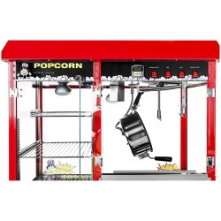 Popcorn-kone 1820 W, 5 kg/h, lämmitettävä esittelytila, punainen