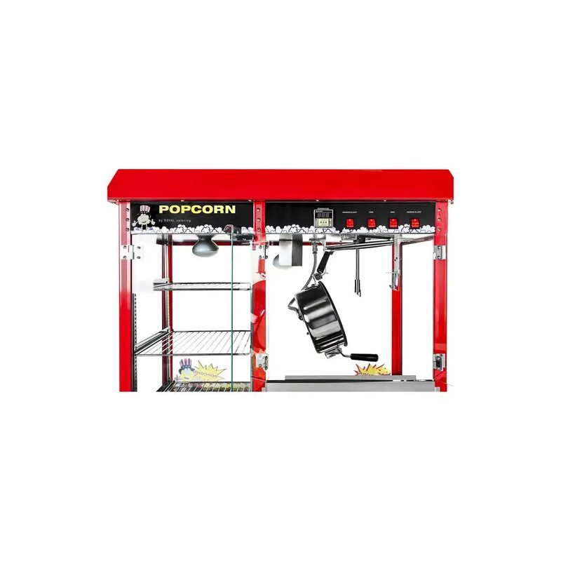 Popcorn-kone 1820 W, 5 kg/h, lämmitettävä esittelytila, punainen