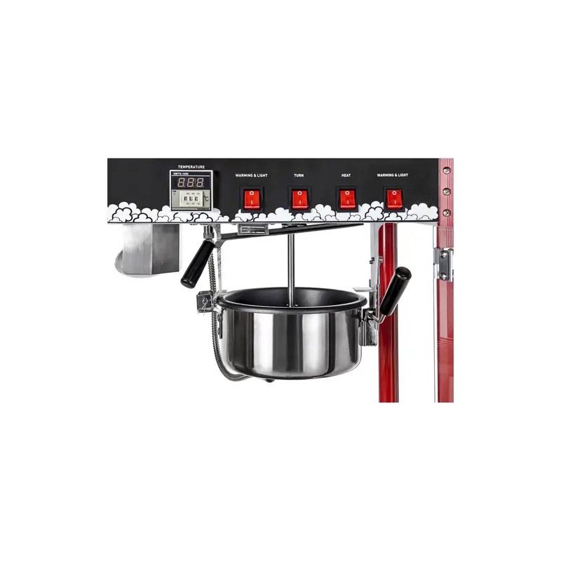 Popcorn-kone 1820 W, 5 kg/h, lämmitettävä esittelytila, punainen