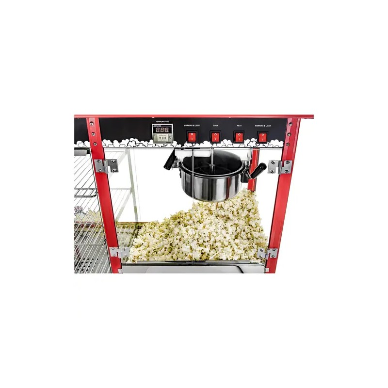Popcorn-kone 1820 W, 5 kg/h, lämmitettävä esittelytila, punainen