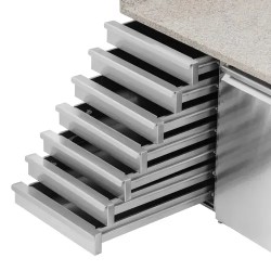 Royal Catering kylmälaite pyörillä 390 l graniittitaso 202 x 80 cm ruostumaton teräs
