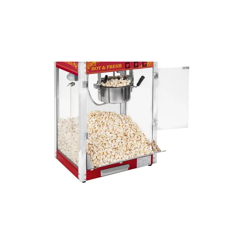 Royal Catering Popcorn-kone vaunulla 1500 W, 5 kg/h, punainen