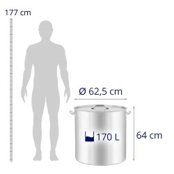 Royal Catering Induktiokattila 170 l Ø 60 cm ruostumaton teräs