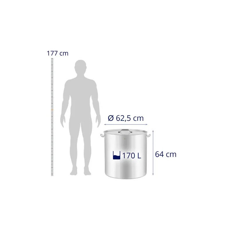 Royal Catering Induktiokattila 170 l Ø 60 cm ruostumaton teräs
