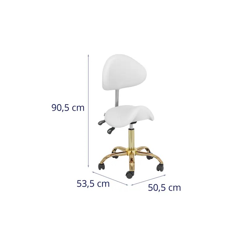 Satulatuoli selkänojalla 51-65 cm 150 kg valkoinen/kulta