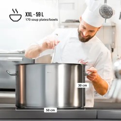 Royal Catering RCST-58E3-S induktiokattila 59 l, Ø 50 cm, ruostumaton teräs
