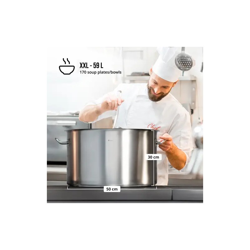 Royal Catering RCST-58E3-S induktiokattila 59 l, Ø 50 cm, ruostumaton teräs