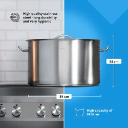 Royal Catering RCST-58E3-S induktiokattila 59 l, Ø 50 cm, ruostumaton teräs