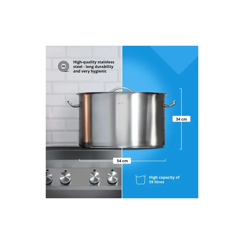 Royal Catering RCST-58E3-S induktiokattila 59 l, Ø 50 cm, ruostumaton teräs