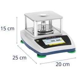 Tarkkuusvaaka 300 g / 0,001 g, Ø 98 mm, Touch-LCD ja lasinen tuulisuoja