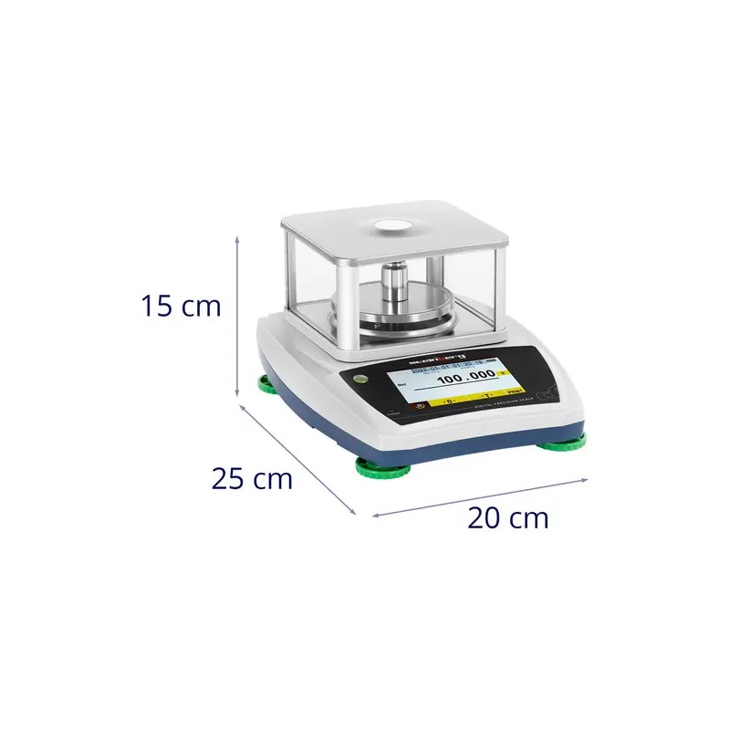 Tarkkuusvaaka 300 g / 0,001 g, Ø 98 mm, Touch-LCD ja lasinen tuulisuoja