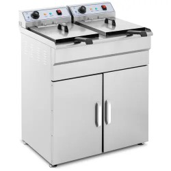 Royal Catering Elektro kaksoisfryyrinä 2 x 16 l 12 000 W 400 V alakaapilla