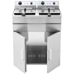 Royal Catering Elektro-kaksoisfryyrinä 2 x 16 l 12 000 W 400 V alakaapilla