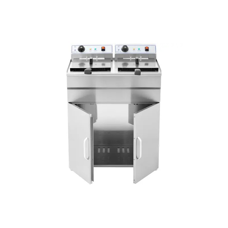 Royal Catering Elektro-kaksoisfryyrinä 2 x 16 l 12 000 W 400 V alakaapilla