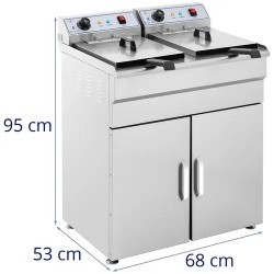 Royal Catering Elektro-kaksoisfryyrinä 2 x 16 l 12 000 W 400 V alakaapilla
