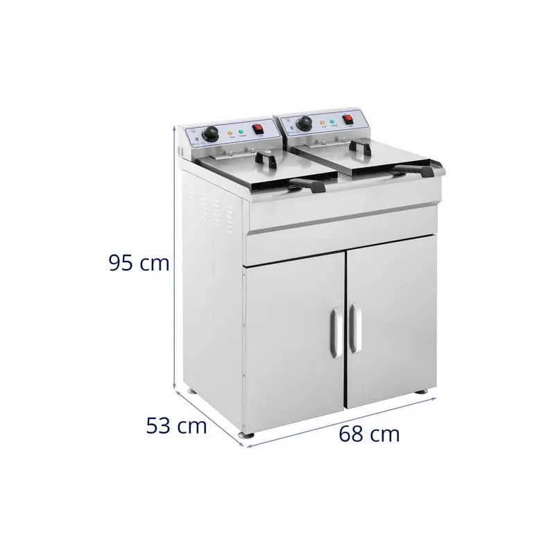 Royal Catering Elektro-kaksoisfryyrinä 2 x 16 l 12 000 W 400 V alakaapilla