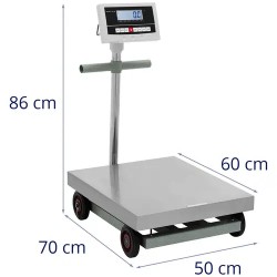 Siirrettävä lavavaaka 600 kg, tarkkuus 0,1 kg, 50 x 60 cm, LCD, kg/lb
