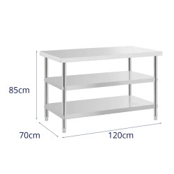 Royal Catering ECO ruostumattomasta teräksestä valmistettu työpöytä 120 x 70 cm, 500 kg