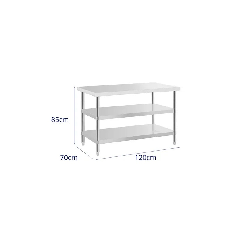 Royal Catering ECO ruostumattomasta teräksestä valmistettu työpöytä 120 x 70 cm, 500 kg