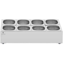 Royal Catering GN-teline 8 kpl GN 1/6 -astiaa ja kantta 12,8 l ruostumaton teräs