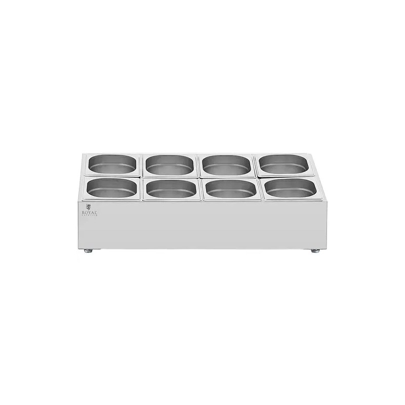 Royal Catering GN-teline 8 kpl GN 1/6 -astiaa ja kantta 12,8 l ruostumaton teräs