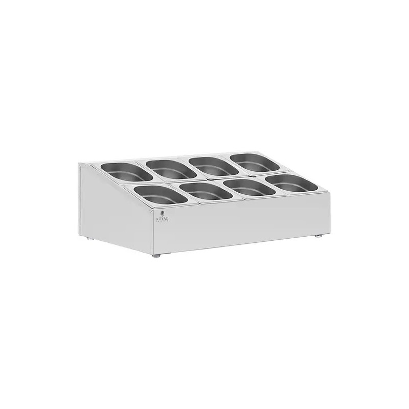 Royal Catering GN-teline 8 kpl GN 1/6 -astiaa ja kantta 12,8 l ruostumaton teräs