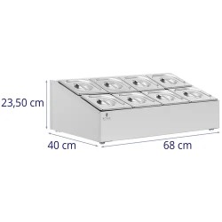 Royal Catering GN-teline 8 kpl GN 1/6 -astiaa ja kantta 12,8 l ruostumaton teräs