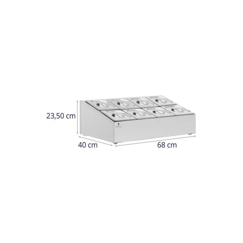 Royal Catering GN-teline 8 kpl GN 1/6 -astiaa ja kantta 12,8 l ruostumaton teräs