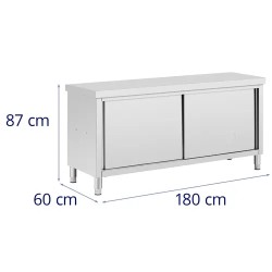 Royal Catering ECO ruostumattomasta teräksestä valmistettu läpikulkukaappi 180 x 60 cm