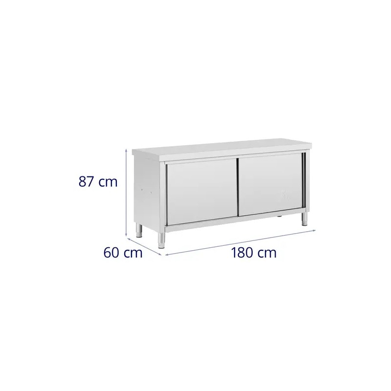 Royal Catering ECO ruostumattomasta teräksestä valmistettu läpikulkukaappi 180 x 60 cm
