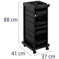 physa kampaamovaunu 4 vetolaatikolla 410 x 315 mm työtaso