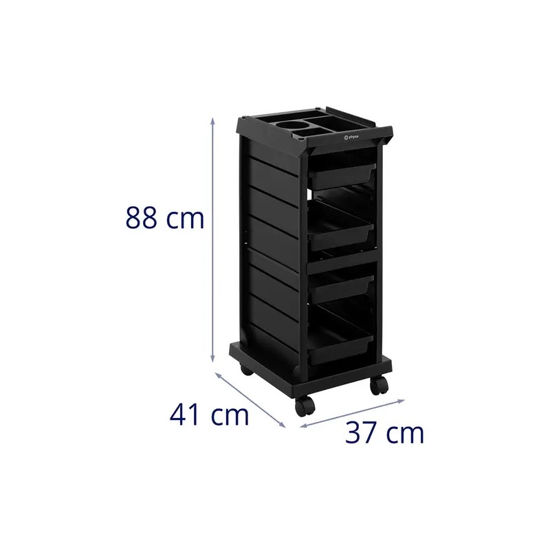 physa kampaamovaunu 4 vetolaatikolla 410 x 315 mm työtaso