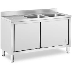 Royal Catering RC IKS01 tiskiallaskaappi 2 altaalla ruostumaton teräs 140 x 70 cm