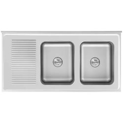 Royal Catering RC-IKS01 tiskiallaskaappi 2 altaalla ruostumaton teräs 140 x 70 cm