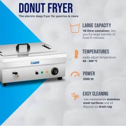 Royal Catering sähkökäyttöinen friteerausallas 18 l 3200 W poistoventtiilillä