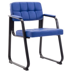 Tyylikäs pehmustettu vierailutuoli kaarevalla rungolla ja tekonahkapäällysteellä